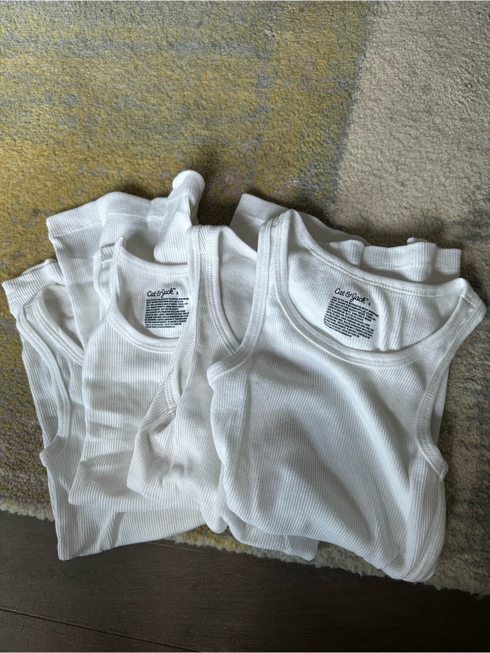 Set of 4 Cat & Jack Boys White Ribbed Tank Tops – Size Small